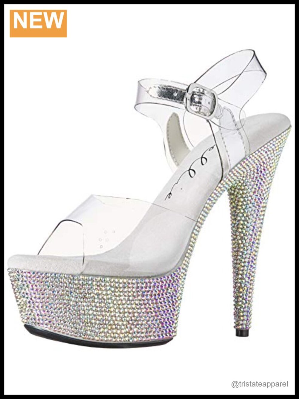 Rhinestone Platform Sandal Ankle Strap Stiletto Heel